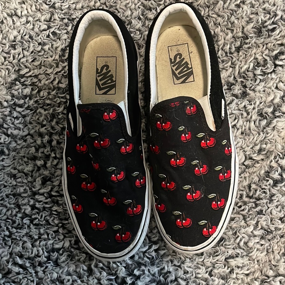 Cherry slip on vans
